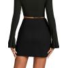 imageLYANER Womens Faux Suede Solid High Waist TwistFront Zipper Mini ALine Short SkirtBlack
