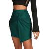 imageLYANER Womens Faux Suede Solid High Waist TwistFront Zipper Mini ALine Short SkirtDark Green