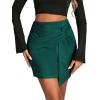 imageLYANER Womens Faux Suede Solid High Waist TwistFront Zipper Mini ALine Short SkirtDark Green