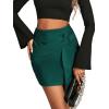 imageLYANER Womens Faux Suede Solid High Waist TwistFront Zipper Mini ALine Short SkirtDark Green