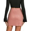 imageLYANER Womens Faux Suede Solid High Waist TwistFront Zipper Mini ALine Short SkirtDusty Pink