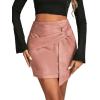 imageLYANER Womens Faux Suede Solid High Waist TwistFront Zipper Mini ALine Short SkirtDusty Pink