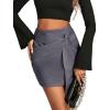 imageLYANER Womens Faux Suede Solid High Waist TwistFront Zipper Mini ALine Short SkirtGray