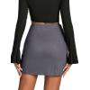 imageLYANER Womens Faux Suede Solid High Waist TwistFront Zipper Mini ALine Short SkirtGray