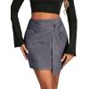 imageLYANER Womens Faux Suede Solid High Waist TwistFront Zipper Mini ALine Short SkirtGray