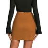 imageLYANER Womens Faux Suede Solid High Waist TwistFront Zipper Mini ALine Short SkirtKhaki