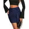 imageLYANER Womens Faux Suede Solid High Waist TwistFront Zipper Mini ALine Short SkirtNavy Blue