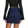 imageLYANER Womens Faux Suede Solid High Waist TwistFront Zipper Mini ALine Short SkirtNavy Blue