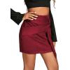 imageLYANER Womens Faux Suede Solid High Waist TwistFront Zipper Mini ALine Short SkirtWine Red