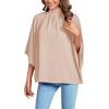 imageLYANER Womens Mock Neck Pleated Batwing Sleeve Drape Tie Back Blouse Shirt TopBeige