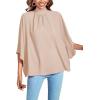 imageLYANER Womens Mock Neck Pleated Batwing Sleeve Drape Tie Back Blouse Shirt TopBeige