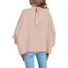 imageLYANER Womens Mock Neck Pleated Batwing Sleeve Drape Tie Back Blouse Shirt TopBeige