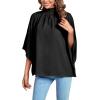 imageLYANER Womens Mock Neck Pleated Batwing Sleeve Drape Tie Back Blouse Shirt TopBlack