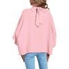 imageLYANER Womens Mock Neck Pleated Batwing Sleeve Drape Tie Back Blouse Shirt TopPink