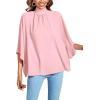imageLYANER Womens Mock Neck Pleated Batwing Sleeve Drape Tie Back Blouse Shirt TopPink