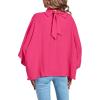 imageLYANER Womens Mock Neck Pleated Batwing Sleeve Drape Tie Back Blouse Shirt TopRose