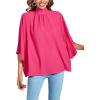 imageLYANER Womens Mock Neck Pleated Batwing Sleeve Drape Tie Back Blouse Shirt TopRose