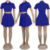 imageLYANER Womens 2 Piece Outfits Skirt Sets Athletic Short Sleeve Crop Top Pleated Short Tennis Golf Mini SkirtBlue