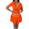 imageLYANER Womens 2 Piece Outfits Skirt Sets Athletic Short Sleeve Crop Top Pleated Short Tennis Golf Mini SkirtOrange