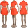 imageLYANER Womens 2 Piece Outfits Skirt Sets Athletic Short Sleeve Crop Top Pleated Short Tennis Golf Mini SkirtOrange