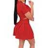 imageLYANER Womens 2 Piece Outfits Skirt Sets Athletic Short Sleeve Crop Top Pleated Short Tennis Golf Mini SkirtRed