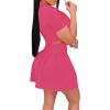 imageLYANER Womens 2 Piece Outfits Skirt Sets Athletic Short Sleeve Crop Top Pleated Short Tennis Golf Mini SkirtRose