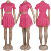 imageLYANER Womens 2 Piece Outfits Skirt Sets Athletic Short Sleeve Crop Top Pleated Short Tennis Golf Mini SkirtRose