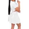 imageLYANER Womens 2 Piece Outfits Skirt Sets Athletic Short Sleeve Crop Top Pleated Short Tennis Golf Mini SkirtWhite