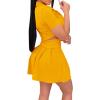 imageLYANER Womens 2 Piece Outfits Skirt Sets Athletic Short Sleeve Crop Top Pleated Short Tennis Golf Mini SkirtYellow