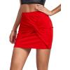 imageLYANER Womens Basic Criss Coss Knot Front Elastic Waist Bodycon Short SkirtRed