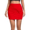 imageLYANER Womens Basic Criss Coss Knot Front Elastic Waist Bodycon Short SkirtRed