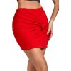 imageLYANER Womens Basic Criss Coss Knot Front Elastic Waist Bodycon Short SkirtRed