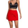 imageLYANER Womens Basic Criss Coss Knot Front Elastic Waist Bodycon Short SkirtRed
