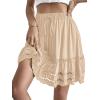 imageLYANER Womens Elastic Waist Self Tie Pullover Scallop Hem Pleated Casual Mini SkirtBeige