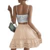 imageLYANER Womens Elastic Waist Self Tie Pullover Scallop Hem Pleated Casual Mini SkirtBeige