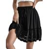 imageLYANER Womens Elastic Waist Self Tie Pullover Scallop Hem Pleated Casual Mini SkirtBlack