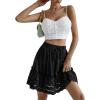 imageLYANER Womens Elastic Waist Self Tie Pullover Scallop Hem Pleated Casual Mini SkirtBlack
