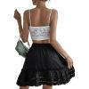 imageLYANER Womens Elastic Waist Self Tie Pullover Scallop Hem Pleated Casual Mini SkirtBlack