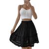imageLYANER Womens Elastic Waist Self Tie Pullover Scallop Hem Pleated Casual Mini SkirtBlack