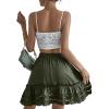 imageLYANER Womens Elastic Waist Self Tie Pullover Scallop Hem Pleated Casual Mini SkirtDeep Green