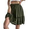 imageLYANER Womens Elastic Waist Self Tie Pullover Scallop Hem Pleated Casual Mini SkirtDeep Green