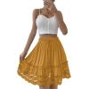 imageLYANER Womens Elastic Waist Self Tie Pullover Scallop Hem Pleated Casual Mini SkirtGinger