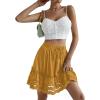 imageLYANER Womens Elastic Waist Self Tie Pullover Scallop Hem Pleated Casual Mini SkirtGinger
