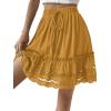 imageLYANER Womens Elastic Waist Self Tie Pullover Scallop Hem Pleated Casual Mini SkirtGinger