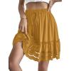 imageLYANER Womens Elastic Waist Self Tie Pullover Scallop Hem Pleated Casual Mini SkirtGinger