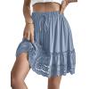 imageLYANER Womens Elastic Waist Self Tie Pullover Scallop Hem Pleated Casual Mini SkirtLight Blue