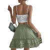 imageLYANER Womens Elastic Waist Self Tie Pullover Scallop Hem Pleated Casual Mini SkirtLight Green