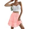 imageLYANER Womens Elastic Waist Self Tie Pullover Scallop Hem Pleated Casual Mini SkirtLight Pink