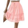 imageLYANER Womens Elastic Waist Self Tie Pullover Scallop Hem Pleated Casual Mini SkirtLight Pink