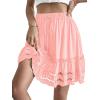 imageLYANER Womens Elastic Waist Self Tie Pullover Scallop Hem Pleated Casual Mini SkirtLight Pink